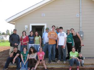 Brielle and I with the Habitat for Humanity volunteers and Mr. Biech`s class